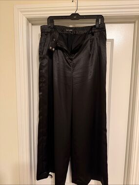 LOFT Black Satin Dress Pants wide leg